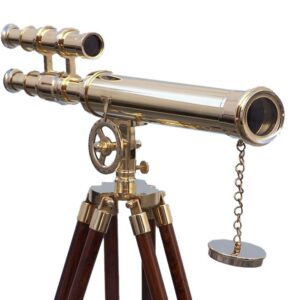 Chrome Brass Nautical Telescope With Tripod-Decoration